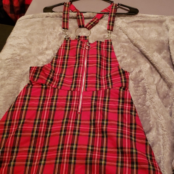Hot Topic red plaid suspender dress - Picture 2 of 3